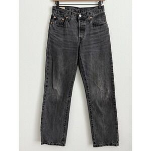 Levi's 501 90s Black Straight Leg Jeans W24 Vintage Distressed Grunge Denim